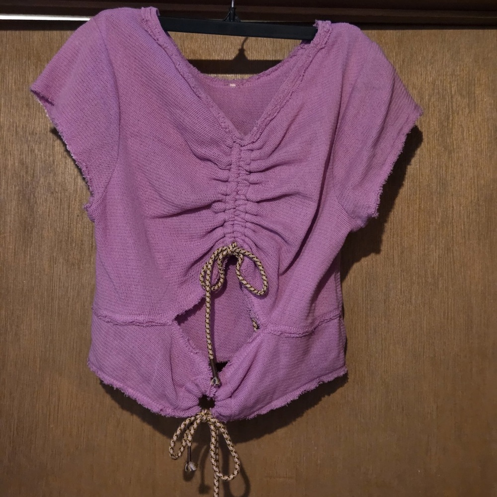 Free People Ruched Lilac Blouse
